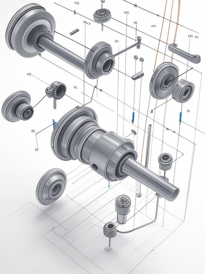 Rivian R1S Control Arm and Ball Joint Squeak technical blueprint illustration for Las Vegas repair service - detailed component schematic with orange accent highlights