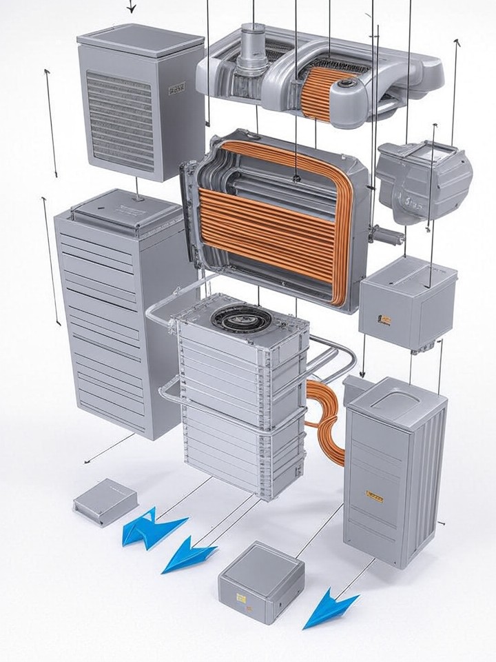 Rivian R1S Panoramic Glass Roof Crack technical blueprint illustration for Las Vegas repair service - detailed component schematic with orange accent highlights