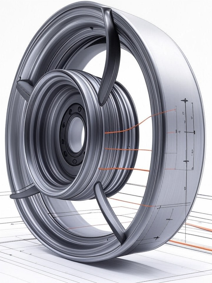 Rivian R1S Wheel Bearing Humming technical blueprint illustration for Las Vegas repair service - detailed component schematic with orange accent highlights