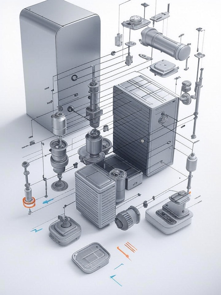 Rivian R1S Windshield Replacement and Calibration technical blueprint illustration for Las Vegas repair service - detailed component schematic with orange accent highlights