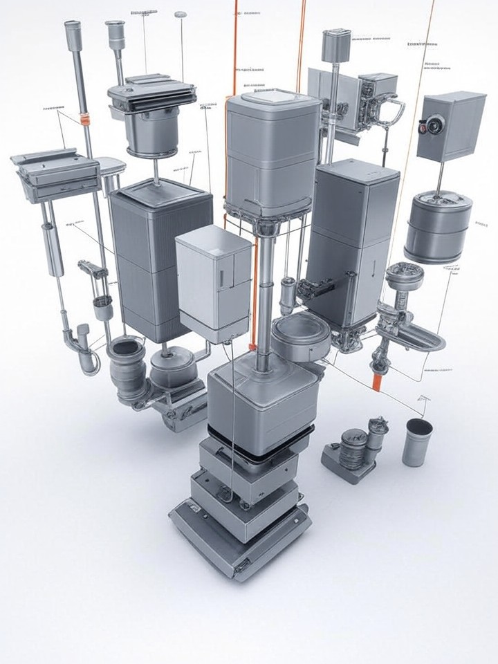 Rivian R1T Panoramic Glass Roof Crack technical blueprint illustration for Las Vegas repair service - detailed component schematic with orange accent highlights
