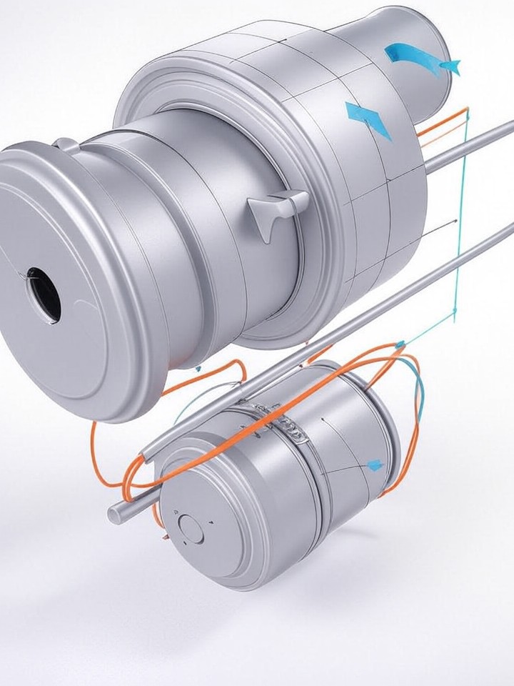 Tesla Model S Air Suspension Compressor Burnout technical blueprint illustration for Los Angeles repair service - detailed component schematic with orange accent highlights