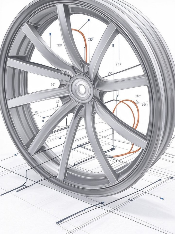 Tesla Model S Wheel Bearing Humming technical blueprint illustration for Los Angeles repair service - detailed component schematic with orange accent highlights