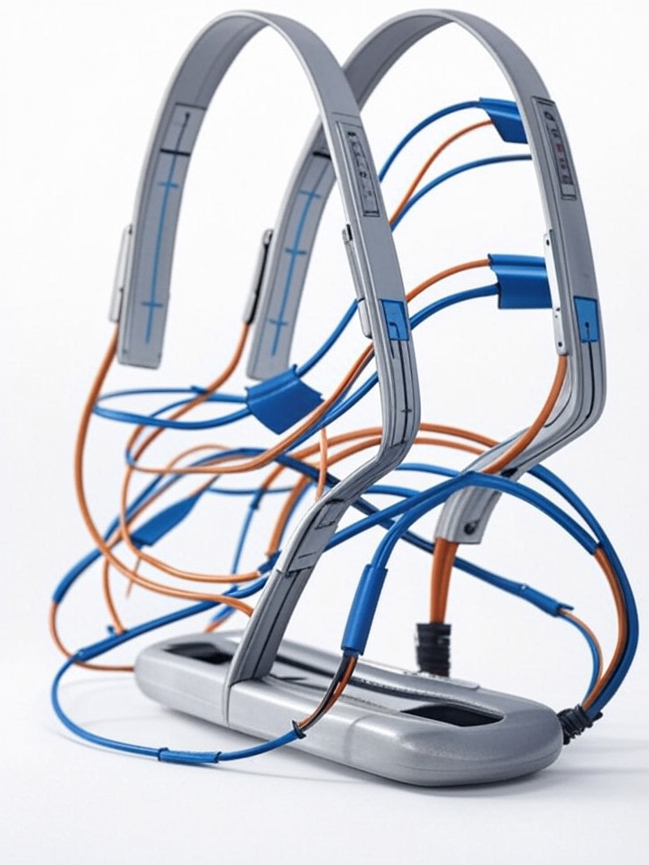 Tesla Model S Wiring Harness Damage Repair technical blueprint illustration for Los Angeles repair service - detailed component schematic with orange accent highlights
